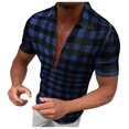 thumbnail image 1 of BOBOGOJP Chemise Boutonnée Homme Coupe Décontractée Manches Courtes, Bleu Foncé TTG, 1 of 5
