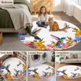 thumbnail image 5 of Hummingbirds Round Area Rug 7Ft Washable Circle Rugs for Dorm Laundry Room, Spring Summer Watercolor Flowers Plant Non-Slip Carpet Floor Mats Indoor Outdoor Carpet Runner Aesthetic Home Decor, 5 of 8