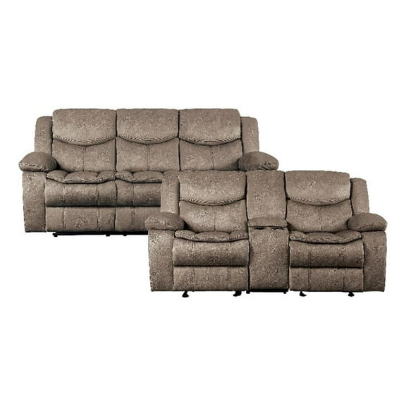 Lexicon Bastrop Microfiber 2-Piece Manual Reclining Sofa Set in Brown