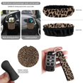 thumbnail image 7 of Uorisanigo Leopard Pint Set of 15 Car Seat Cover Full Set with Car Steering Wheel Wrap Seatbelt Cover Car Coaster Auto Trash Can Air Vent Pouch Rearview Mirror Cover Keychain Keyrings, 7 of 7