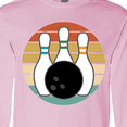 thumbnail image 4 of Inktastic Bowling Pins Ball Bowler Retro Sunset Long Sleeve T-Shirt, 4 of 5