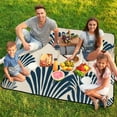 thumbnail image 7 of Navy Fan Palm Leaf Pattern Repeat Waterproof Picnic Blanket with Foldable Zipper, Suitable for Outdoor Use, Suitable for Travel, Camping, Beaches, Parks, Grasslands, Picnic Blanket Accessories, 7 of 7