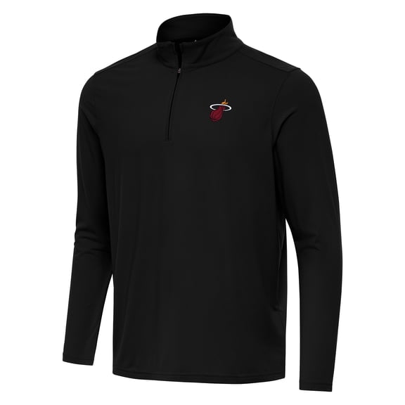 Men's Antigua Black Miami Heat Intent Quarter-Zip Top