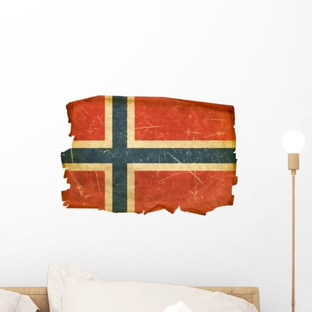 Norwegian Flag Old White Wall Decal by Wallmonkeys Peel and Stick Graphic (18 in W x 12 in H) WM322953