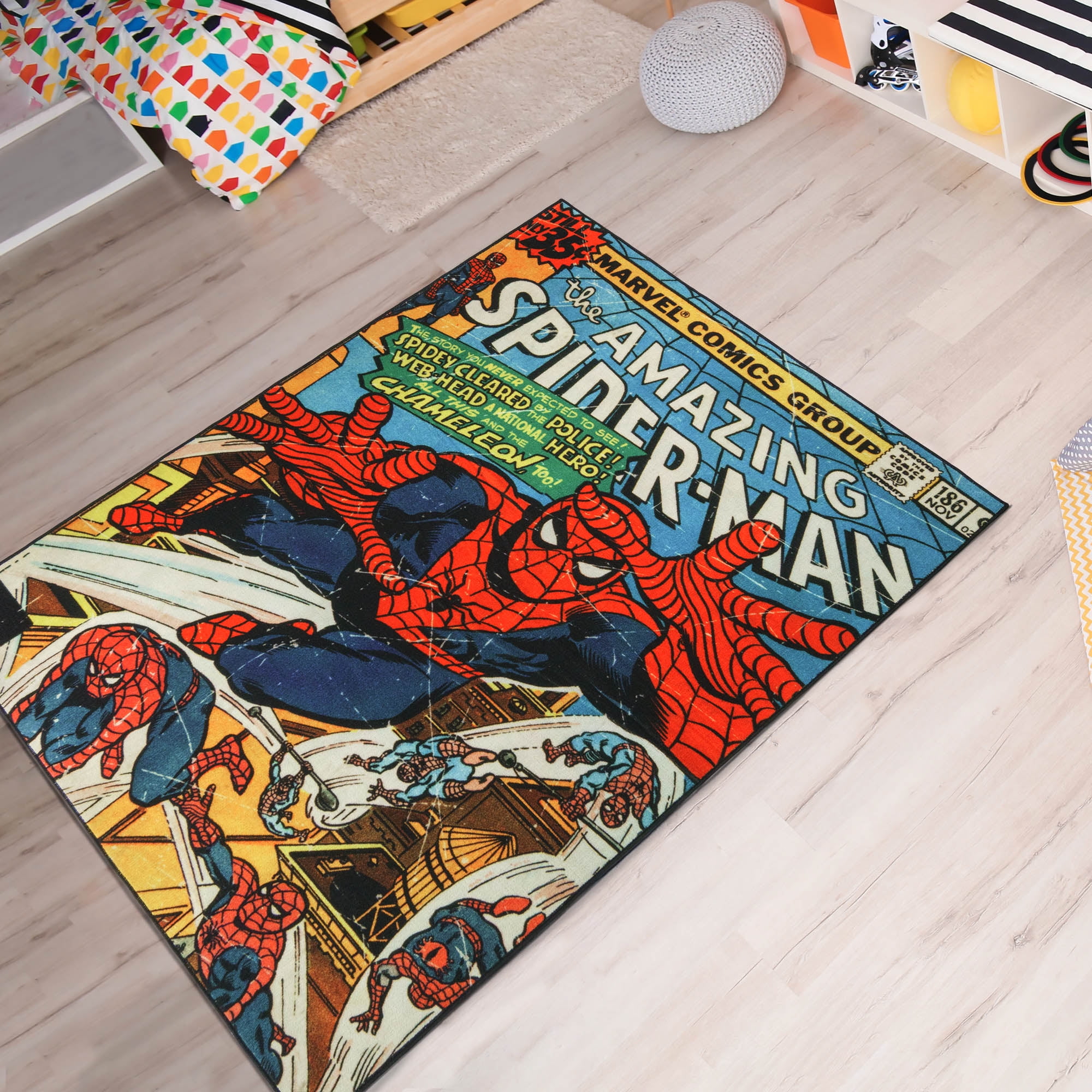 Jay Franco Marvel Spiderman Wall Crawler Room Rug Large Area Rug Measures 4 x 5 Feet Offical Marvel Product