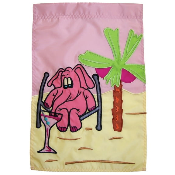 In the Breeze 4432 — Pink Elephant 12" x 18" Garden Flag — Happy Hour Outdoor Decor