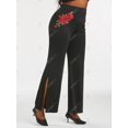 thumbnail image 3 of Pantalones de Bengala Bordado Floral con Apliques en Talla Extra Rosegal  Pantalones de talla grande, 3 of 5
