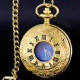 thumbnail image 3 of Reloj de bolsillo Tiong 4,5 cm con números romanos y esfera azul estrellada, 3 of 9