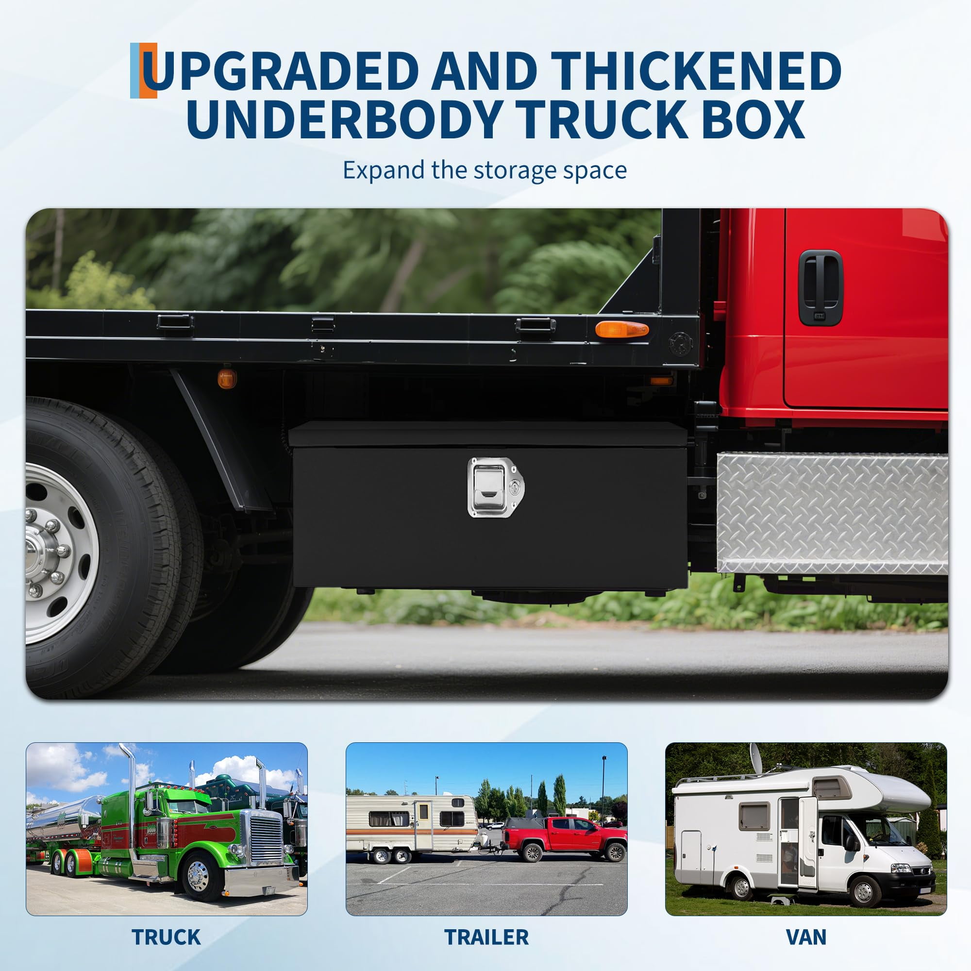 Truck Bed Tool Box,Heavy Duty Diamond Plate Tool Box with Side Handles, Lock and Keys,Storage Organizer Chest Box for Pickup, Truck Bed, RV, Trailer
