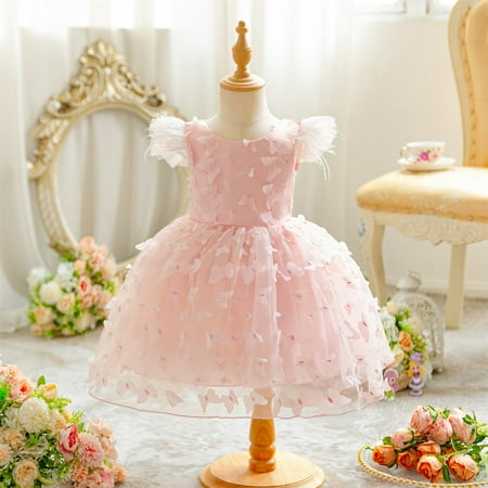 

Nrmvnmi Toddler Girls Sequin Princess Dress Crew Neck Ruffle Sleeve Shiny Rainbow StarsTulle Dresses Solid Color Fashion Birthday Party Photo Shoot Sparkly Dresses For Girls 2-10Years