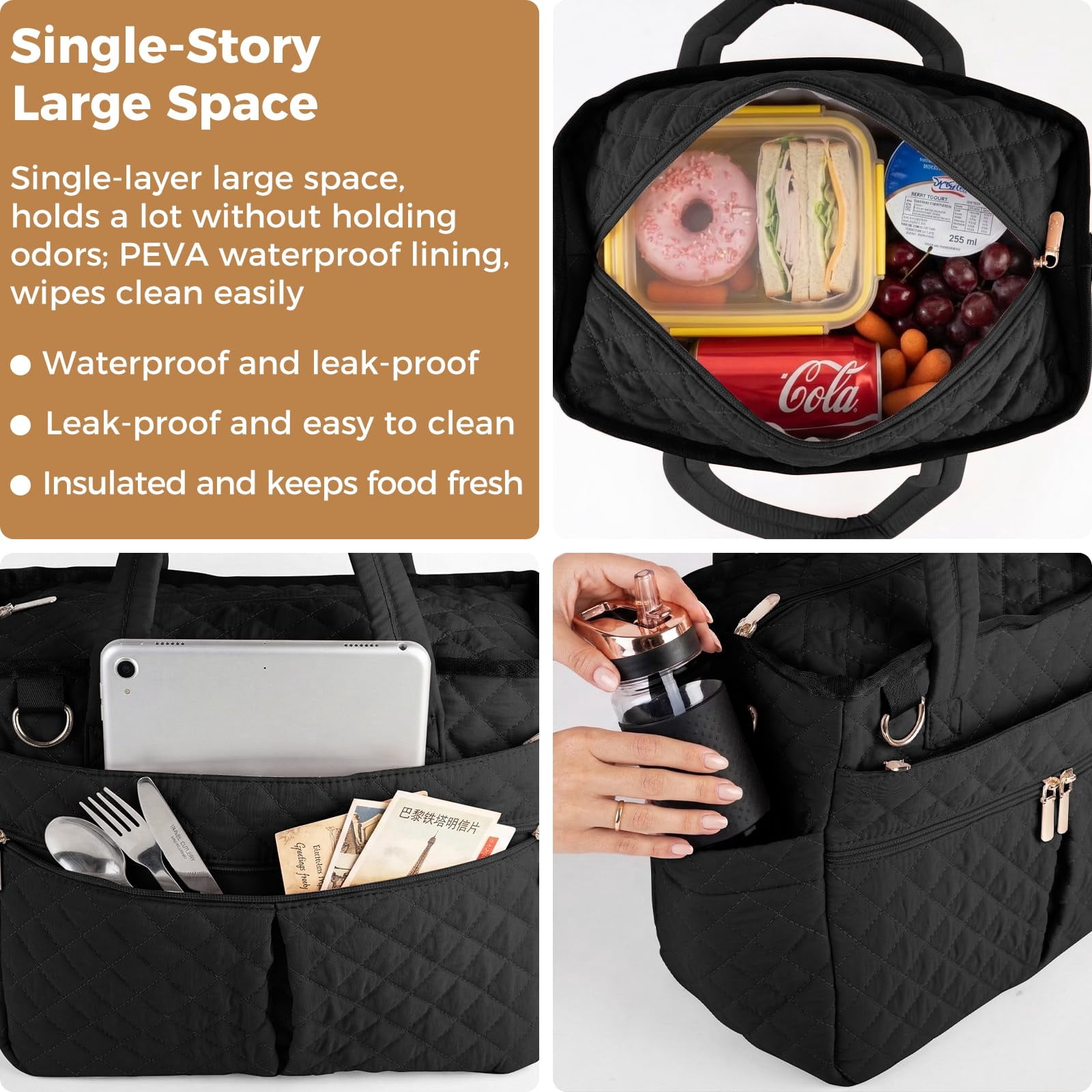 Extra-large Lunch Bag  Box Insulated For Women Tote Soft Cooler Work Outdoor Picnic Trips