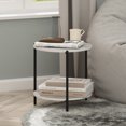 thumbnail image 2 of Furinno Besi 2-Tier Wide Round Side Table with Metal Legs, Metal Frame, White End Table, Night Stand, Bedside Table with Open Shelf, for Living Room, Bedroom, Light Marble, 2 of 5