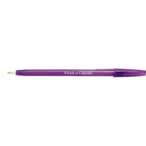 Hub Pen 361PUR-BLK Translucent Stick Purple Pen - Black Ink - Pack of 250