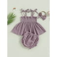 thumbnail image 4 of Bagilaanoe 3pcs Newborn Baby Girls Short Pants Set Sleeveless A-Line Tops + Shorts + Headband 6M 12M 18M 24M Infant Casual Summer Outfits, 4 of 8