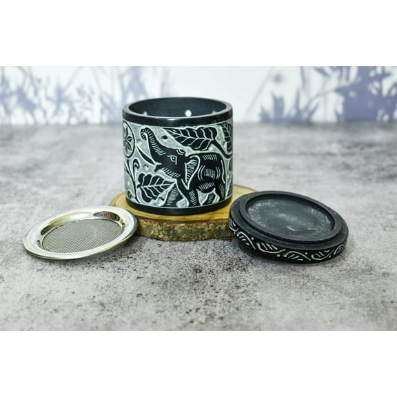 Ajuny Stone Tealight Candle Holder Black Vovita Stand for Wedding Festival Dinning Table Home Living Room Decor Gifts