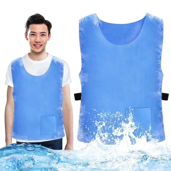 E-Greetshopping Men's PVA Evaporative Cooling Vest, Sleeveless Lightweight Cooling Work Vest for Outdoor Construction and Sports