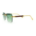thumbnail image 6 of Luxury Hip Hop Rapper Rimless Bevel Lens Rectangular Hustler Sunglasses Gold - Green, 6 of 8