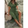 thumbnail image 6 of Elegant Four Leaf Clover Plus Size Maxi Dress with Surplice Neckline and Shirred High Waist | [ZhiHiMeRi] | (US 14W-16W)1X, 6 of 12