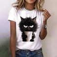 thumbnail image 2 of Funny Cat T Shirt Women Angry Cat Print Short Sleeve Tops Casual Pullover Street Y2k Tshirt Female, 2 of 9