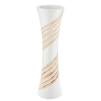 Sleek Curvilinear Spiral White 14-inch Mango Tree Wood Flower Vase