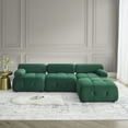 thumbnail image 3 of Modular Sectional Sofa, 4-Seat Sofa Teddy Fabric DIY Combination Reversible Chaise L-Shaped Couch, Mid-Century Modern Modular Sofa for Living Room Bedroom Apartment Office, Dark Green, 3 of 7