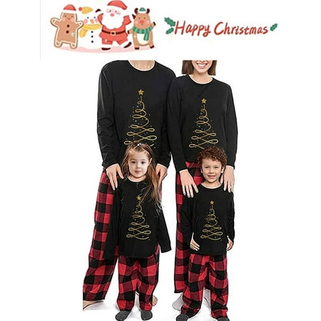

Sunisery Christmas Pajamas for Family Christmas Pjs Matching Sets Xmas Tree Print Holiday Sleepwear Loungewear Set for Adult Kid Baby