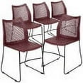 thumbnail image 2 of BizChair HERCULES Series 5 Pack 661 lb. Capacity Burgundy Stack Chair with Air-Vent Back and Black Powder Coated Sled Base, 2 of 16