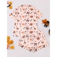 thumbnail image 4 of Women's Halloween Pajama Set Ghost Pumpkin Print Silk Short Sleeve Button Tops Soft Pj Sets Loose Sleepwear, 4 of 4