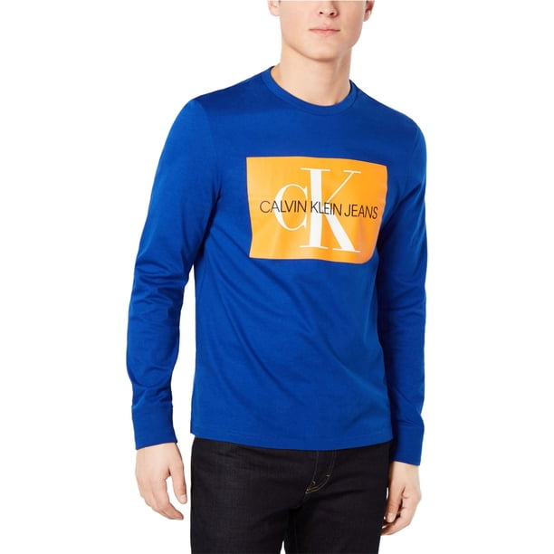 Calvin Klein - Camiseta gráfica con logo de monograma para hombre, azul, extragrande