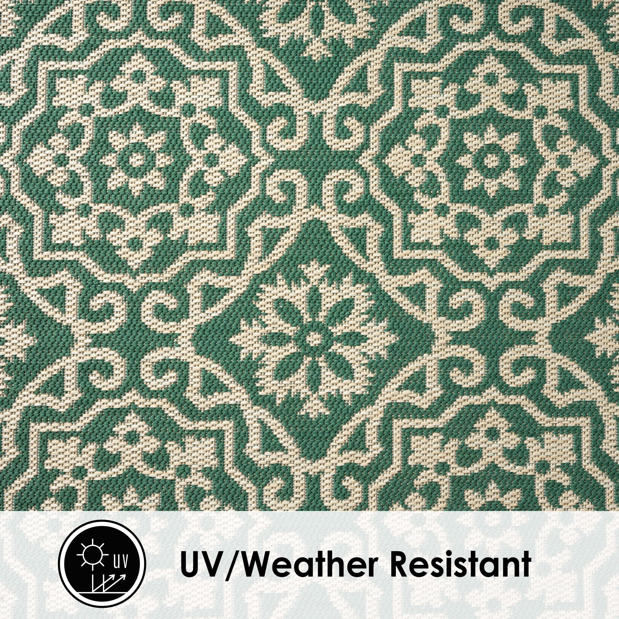 Nicole Miller New York Patio Country Danica Transitional Geometric Indoor/Outdoor Area Rug, Green/Beige, 7'9"x10'2"