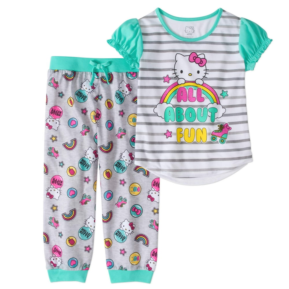 Hello Kitty - Hello Kitty Girls' 2pc Jogger Capri Pajama Set - Walmart 