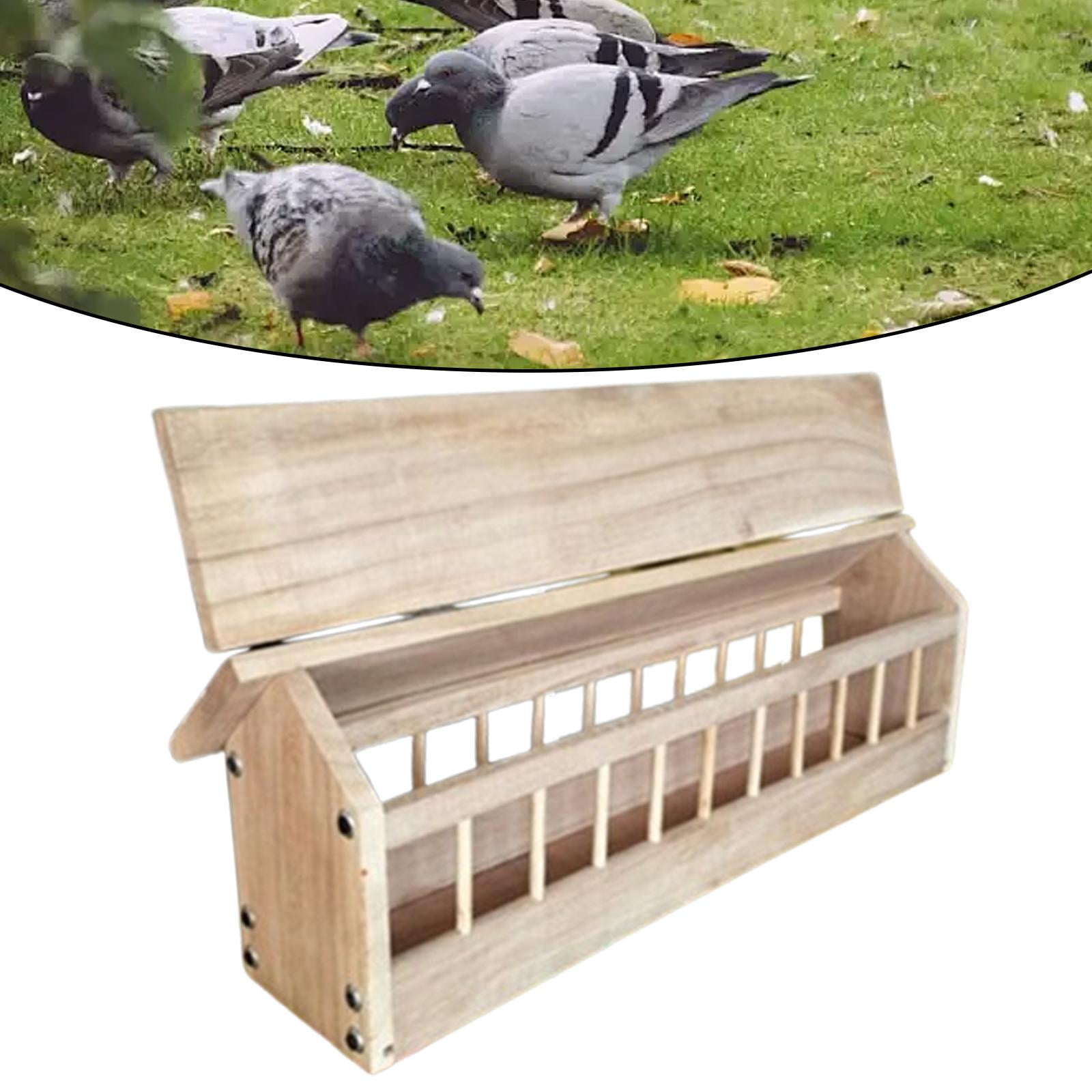 Serenable Pigeon Feeder Trough, Chicken Feeder, Feeding Dish, Poultry Trough Dish, Wood Bird Dispenser for Birds Ducklings Pigeons Farm 40x11x7cm