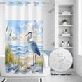 thumbnail image 2 of No Hook Shower Curtain, Coastal Birds Shower Curtains for Bathroom with See Through Top Window, Blue Sky Heron Seabird Tropical Beach Waterproof & Washable Bath Curtain Narrow 54"x78", 2 of 9