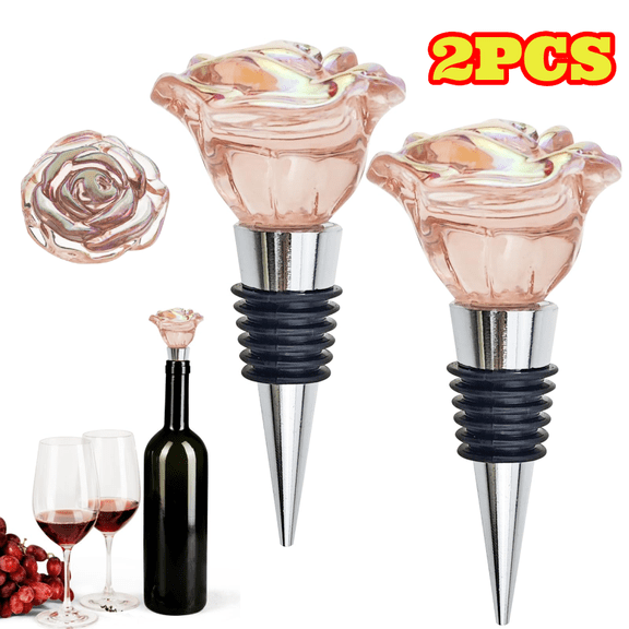 2pcs Rose Wine Stopper, Reusable Bottle Stopper for Beverage, Keep Wine Fresh Accessories