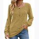 thumbnail image 5 of Suéter de cuello redondo para mujer, informal, liso, de invierno, de manga larga, con botones, de punto cepillado, holgado, para mujer, 5 of 7