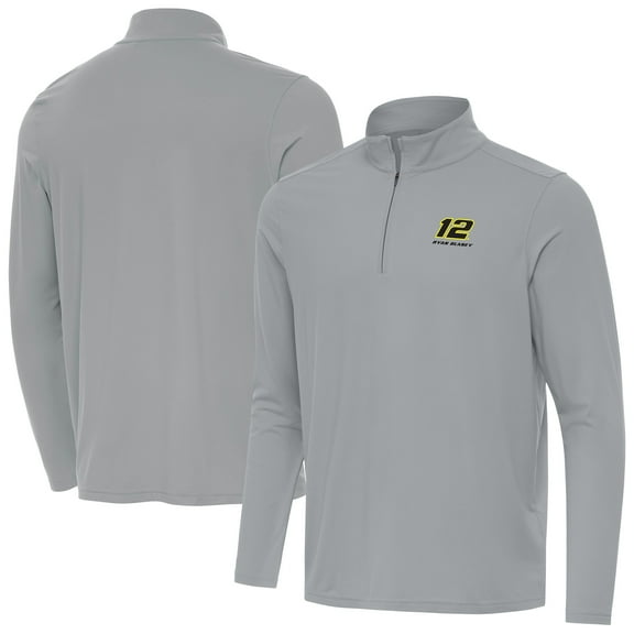Men's-Antigua  Gray Ryan Blaney Intent Quarter-Zip Top