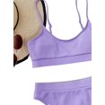thumbnail image 3 of Ensemble Bikini String Taille Haute Côtelé 2 Pcs pour Femmes, 3 of 6
