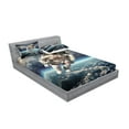 thumbnail image 2 of Ambesonne Galaxy Fitted Sheet & Pillow Sham Set, Astronaut Floats Outer Space, Full, Grey Blue, 2 of 2