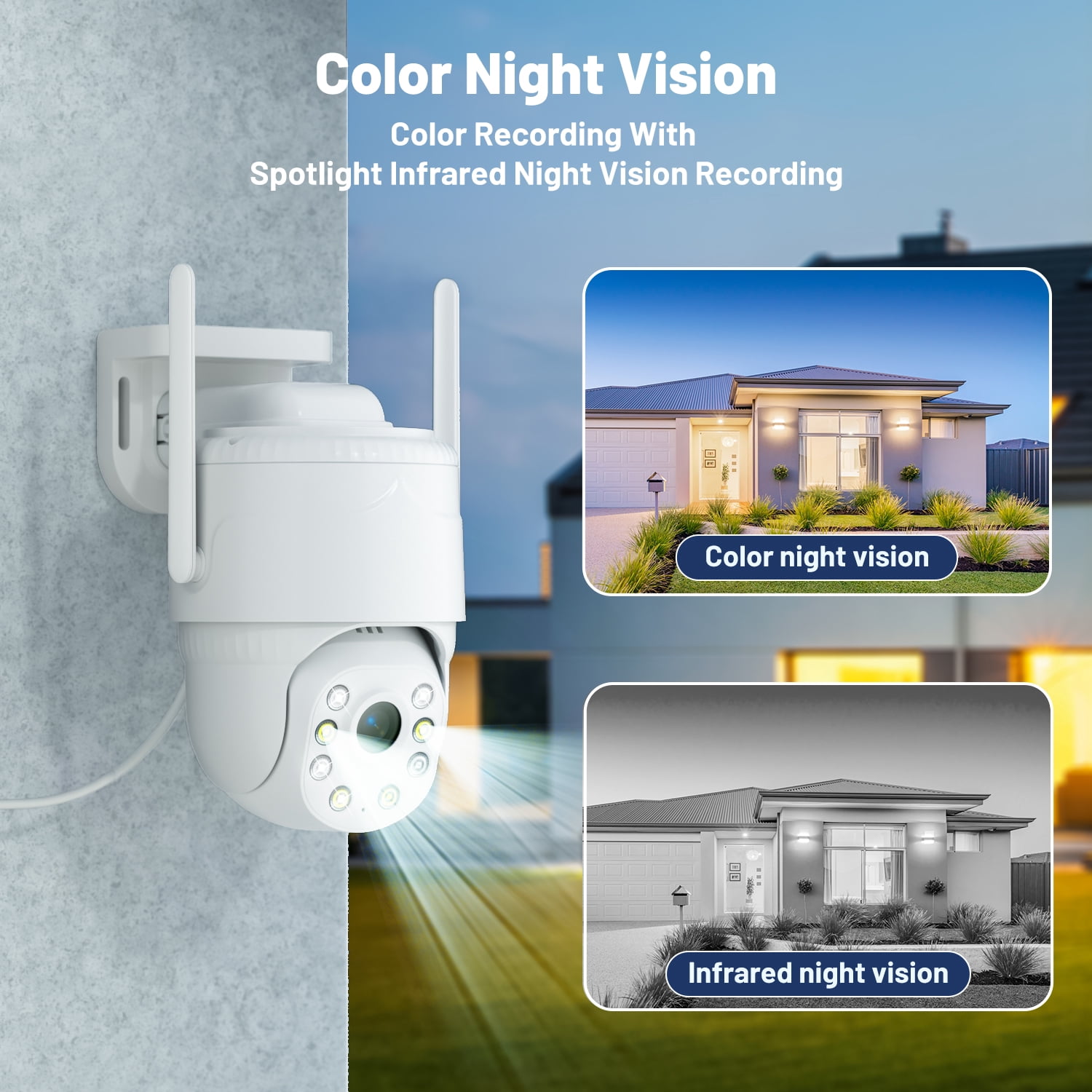 Runofast 4G LTE Cellular Security Camera Wired Indoor/Outdoor, No WiFi Security Cameras Plug-in for 24/7 Recording (White)