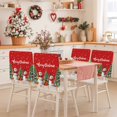 thumbnail image 2 of Merry Christmas Chair Covers Set of 1 Cute Snowman Trees Gifts Snowflake Red Texture Chair Back Covers Stretch Removable Washable Slipcovers Protector for Dining Room Kitchen Party Decor, 2 of 5
