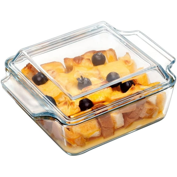 CozyNestFinds 6x6 Inches Square Glass Casserole Dish With Glass Lid - Microwave Safe Bakeware for Cooking