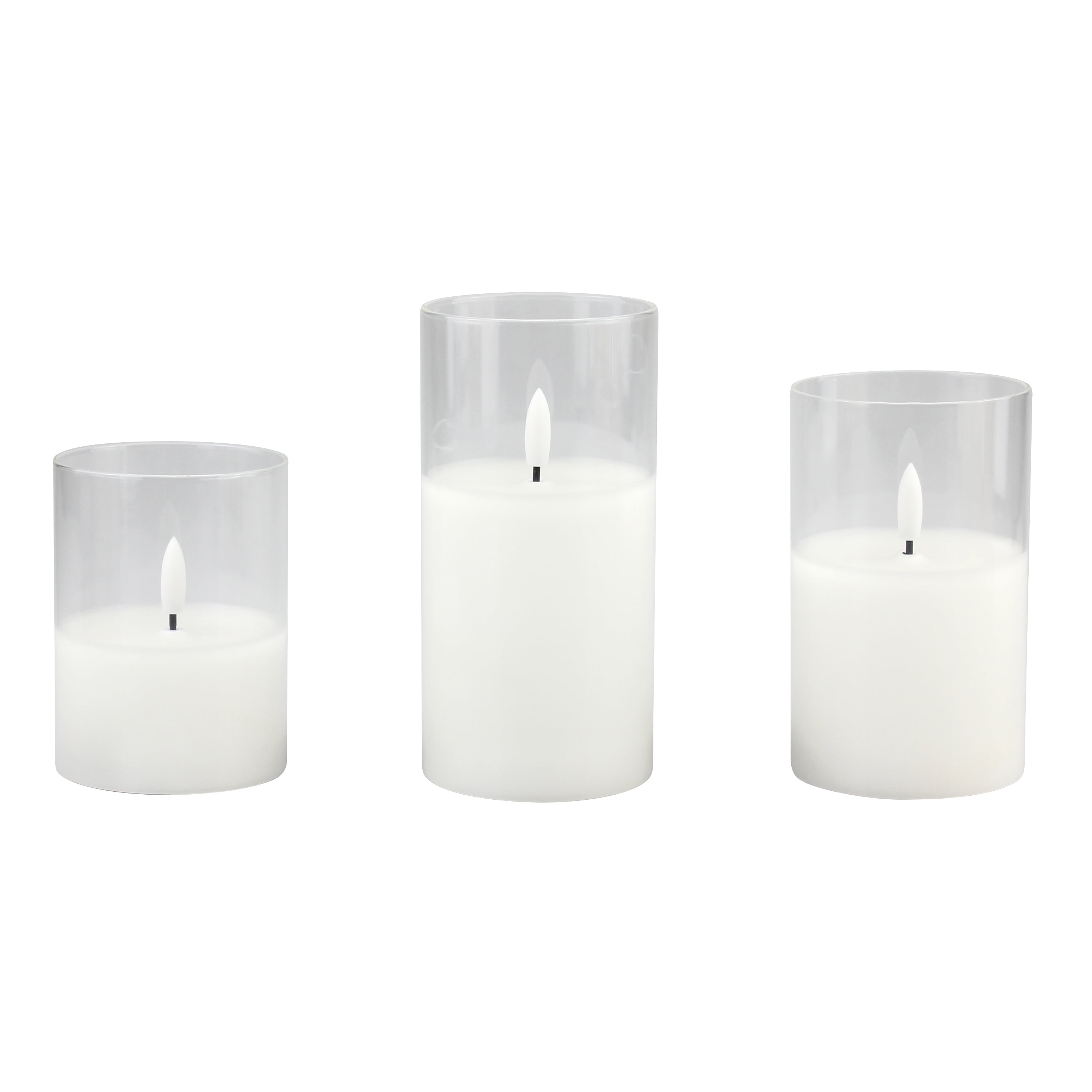 (2 pack) Stonebriar Collection Flameless LED Clear Glass Hurricane with Timer and Remote