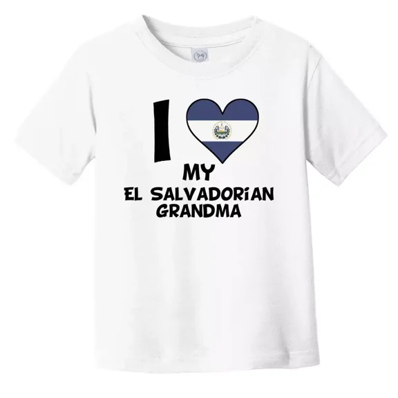 Bella Canvas I Heart My El Salvadorian Grandma El Salvador Flag Toddler Boys & Girls Shirt, Gift for Baby or Kids