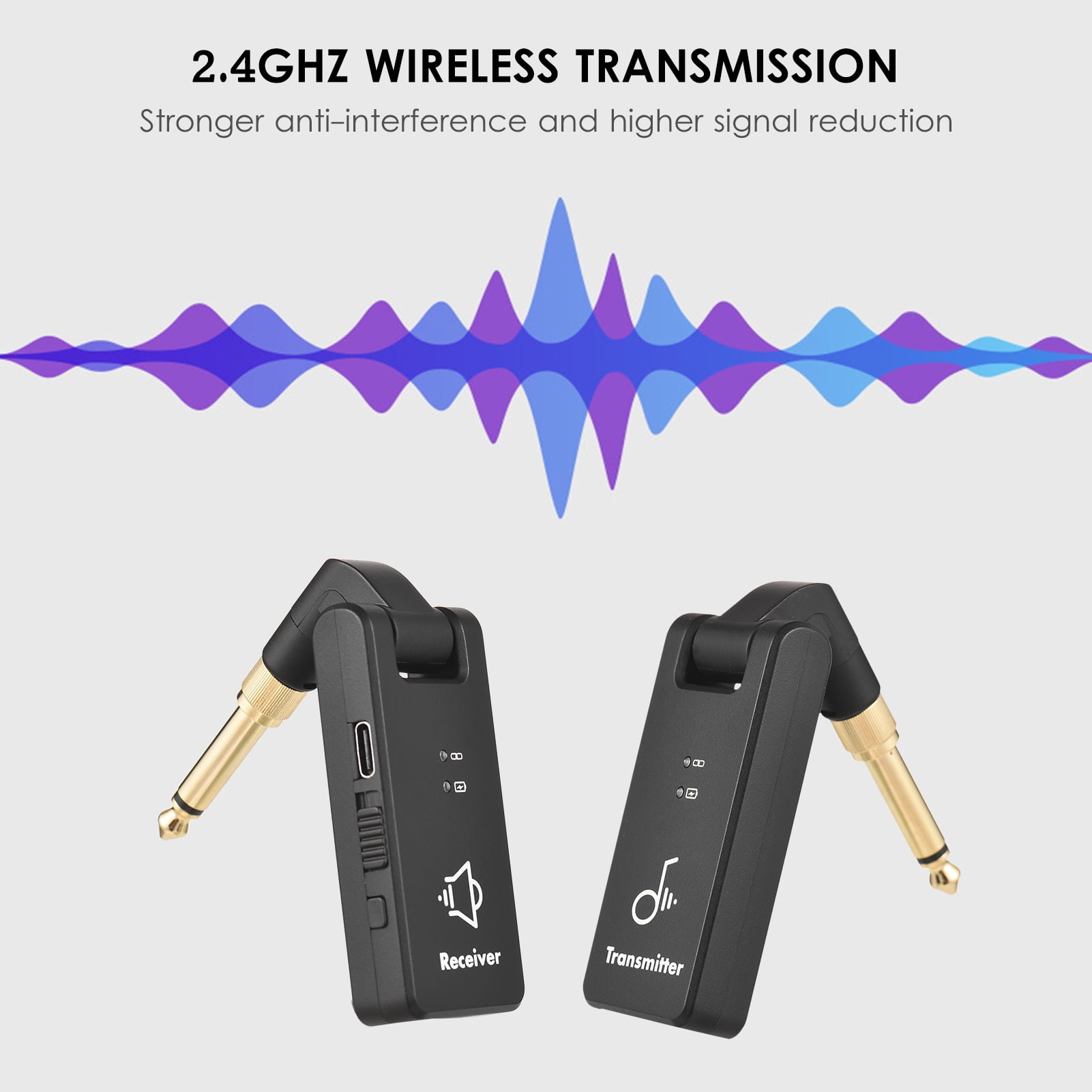 Electric Guitar Receiver Transmitter Receiver Wireless Transmit System Electric Guitar Receiver Transmitter Built in Battery with Charging Box 3.5mm 6.35mm Plug for Guitar Bass