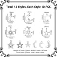thumbnail image 3 of 120 piezas de dijes de luna y estrella de 12 estilos, dijes de estilo tibetano, dijes de plata antiguos, dijes de pentagrama, dijes de luna para hacer joyas, aretes, collares, pulseras., 3 of 6