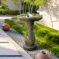 thumbnail image 3 of SunJet Concrete Bird Bath w/Frog Statue - 20.8'' High Bird Baths for Garden, Patio, Bird Lovers Gift, 3 of 9