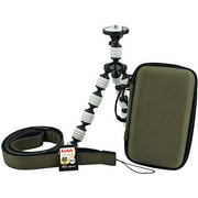 Angle View: Kodak Adventure Camera & Camcorder Accessory Kit includes Grippable Tripod, Hard Case, Neck Strap, 4GB Memory Card, compatible with PlaySport and other cameras.