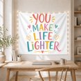 thumbnail image 5 of You Make Life Lighter Lettering on White Background, Inspirational Retro for Quote Lovers, Quote Wall Art, Friendship Gift, Tapestry Wall Hanging for Bedroom, Office and Dorm, 5 of 7