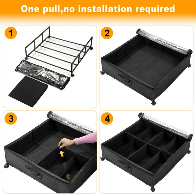 12 Pair Clear Pull Shoe Under Bed Storage Bag Container Closet Floor Organizer 12 Pair Clear Pull Shoe Under Bed Storage Bag Container Closet Floor Organizer