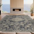 thumbnail image 2 of Design&I 6'x9' Washable Area Rug Sleek Flatweave Pet Friendly Boho Distressed Faded Vintage Wave Scroll Border Nautical Ocean Flowing Dynamic for Queen Size Bedroom, Under Bed, 2 of 7